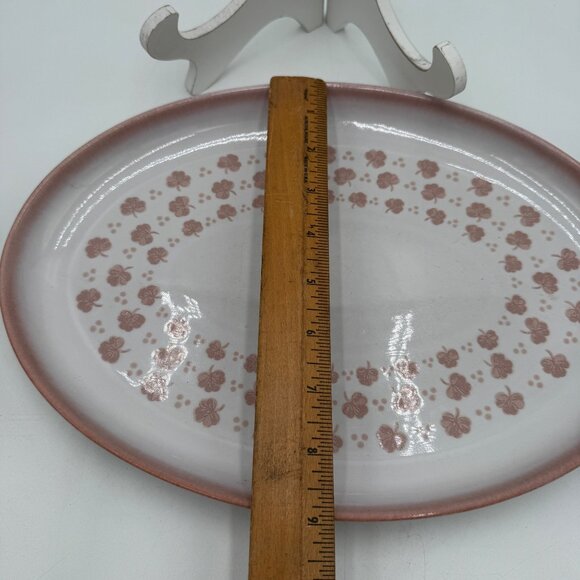 FALLING LEAVES by Denby Small Platter Oval 12.75" made in England Stoneware pink - Picture 9 of 10